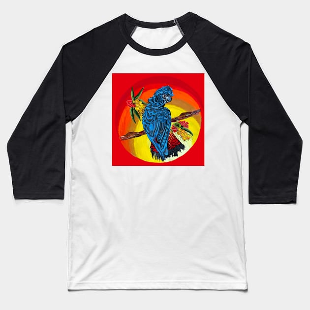 Red tailed black cockatoo sunset Baseball T-Shirt by traceyart